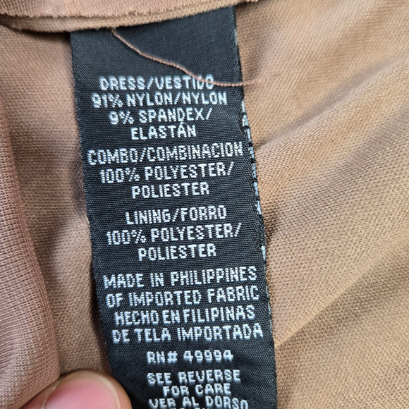 90s Vintage Bronze Midi Dress Brown Sequin Floral Lace Column Midi Dress Size 12 - Picture 8 of 16